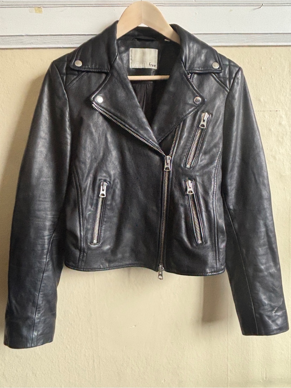 Wilfred Richards Leather Moto Jacket Black Quilted Elbow